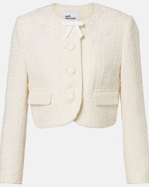 Self-Portrait Jacke Aus Boucle Mit Spitze - Natur