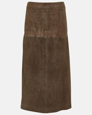 JOSEPH Sacha Suede Midi Skirt - Brown