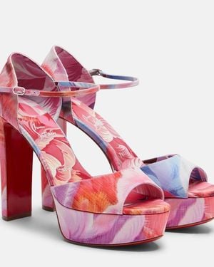 Christian Louboutin Sandaloo 130 Floral Platform Sandals - Pink