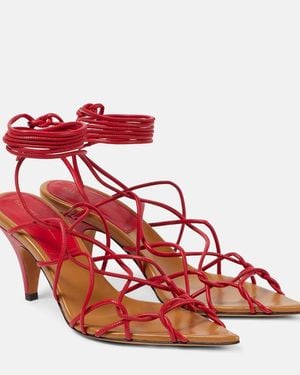 KHAITE Arden 75 Leather Sandals - Red