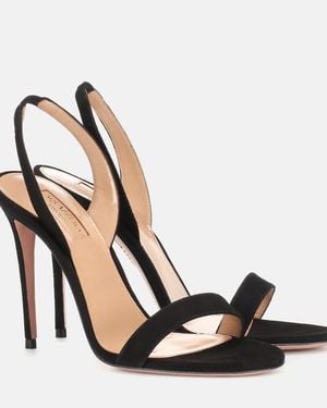Aquazzura So Nude 105 Suede Sandals - Metallic