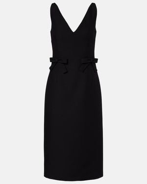 Valentino Crepe Couture Bow-Detail Midi Dress - Black