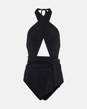 Karla Colletto Cutout Halterneck Swimsuit - Black