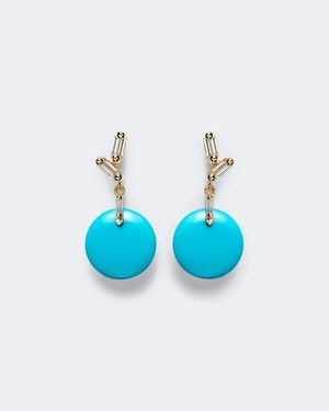 Suzanne Kalan Ohrringe Aus 18Kt Gelbgold Mit Diamanten Und Tuerkisen - Blau