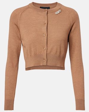 Simone Rocha Cardigan Cropped De Lana Y Seda Adornado - Blanco