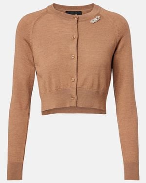Simone Rocha Cardigan Aus Wolle Und Seide Mit Kristallen - Weiß