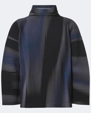 Homme Plissé Issey Miyake Blend Of Lights Pleated Printed Top - Blue