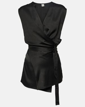 TOTEME Asymmetric Satin Top - Black