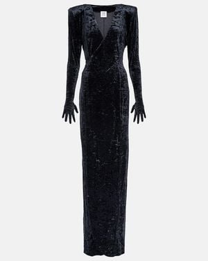 Vetements Diva Gloves Velvet Maxi Dress - Blue