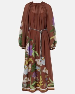 ALÉMAIS Midikleid Alfie Aus Baumwolle Und Seide - Braun