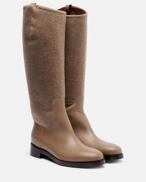 Max Mara Stiefel Aus Kaschmir Und Leder - Braun