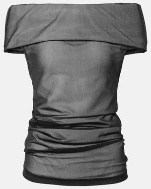 Proenza Schouler Allegra Ruched Off-Shoulder Top - Grey