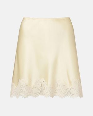 Doen Minifalda Giulietta De Seda Con Encaje - Blanco