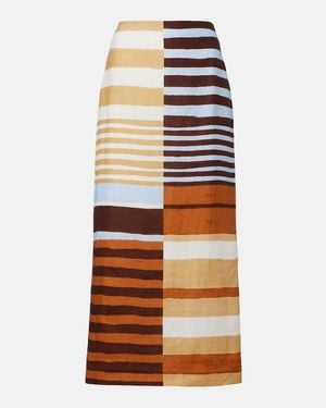 Cala De La Cruz Bruna Striped Linen Midi Skirt - Multicolour