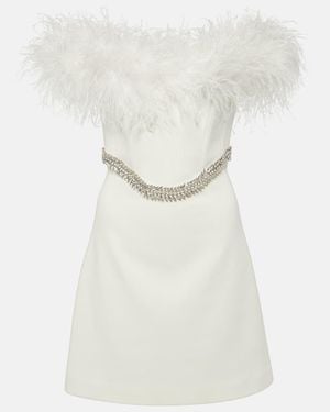 Rebecca Vallance Bridal Blanche Feather-Trimmed Crepe Minidress - White