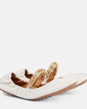 Tod's Leather Ballet Flats - White