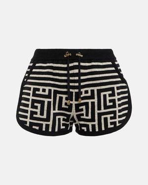 Balmain Striped Monogram Shorts - Black