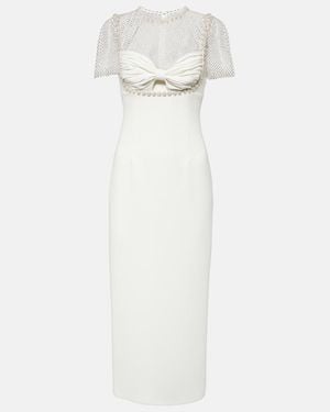 Self-Portrait Bridal Embellished Crepe Midi Dress - White