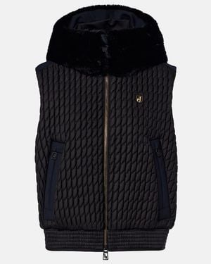 Toni Sailer Flora Hooded Teddy-Trimmed Ski Vest - Black
