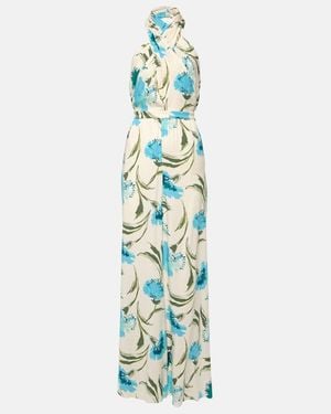 Diane von Furstenberg Cort Floral Halterneck Jumpsuit - Blue