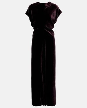 Agnona Gerafftes Midikleid Aus Samt - Schwarz