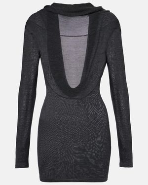 AYA MUSE Rayne Silk And Cashmere Minidress - Black