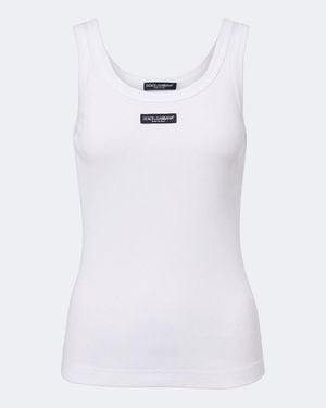Dolce & Gabbana Logo Cotton Tank Top - White