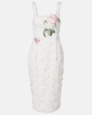 LEO LIN Bridal Larissa Floral Lace Midi Dress - White