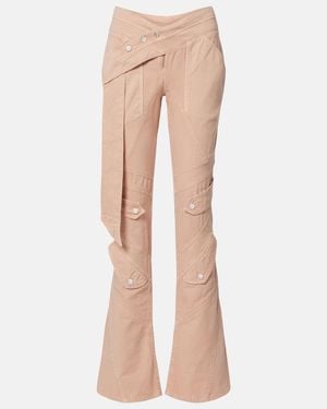 Blumarine Cotton Canvas Flared Trousers - Natural