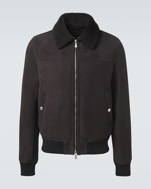 Eleventy Shearling-Lined Suede Jacket - Black