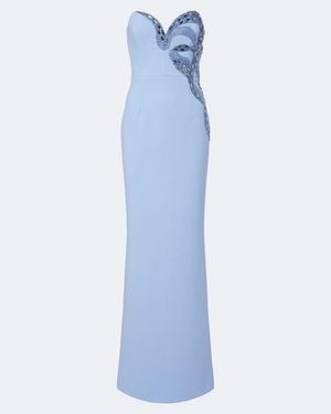 Rebecca Vallance Aylin Embellished Crepe Bustier Gown - Blue