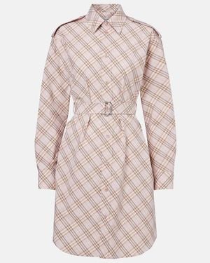 Burberry Check Cotton Shirt Dress - Pink