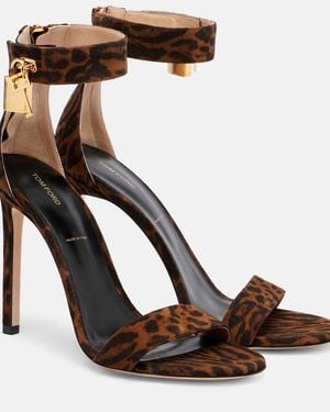 Tom Ford 105 Leopard-Print Leather Sandals - Brown