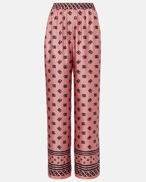 Dolce & Gabbana Dg Silk Satin Palazzo Pants - Red