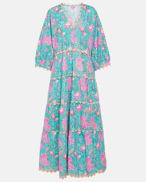 Juliet Dunn Colorblocked Cotton Poplin Maxi Dress - Blue