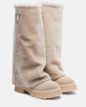 Bogner Turin Shearling And Suede Boots - Natural
