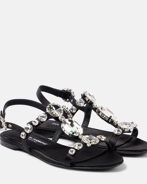 Dolce & Gabbana Sandals With Embroidered Stones Decorations - Black