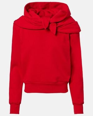 Magda Butrym Scarf-Detail Cotton-Blend Hoodie - Red