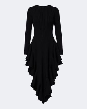 Alaïa Ruffled Wool-Blend Midi Dress - Black