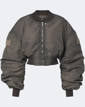 Rick Owens Secchia Cropped Satin Bomber Jacket - Grey