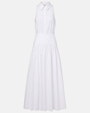 STAUD Romy Cotton Poplin Midi Dress - White