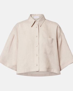 Brunello Cucinelli Oversized Linen Shirt - Natural