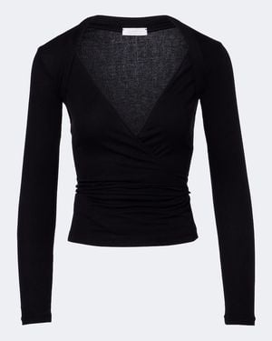 Eres Charlotte Ribbed-Knit Wrap Top - Blue
