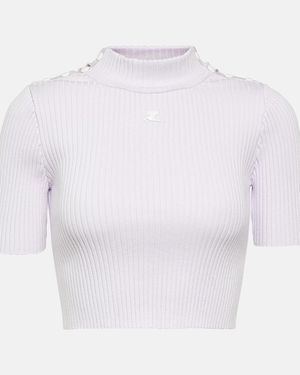 Courreges Cropped-Top Aus Rippstrick - Weiß