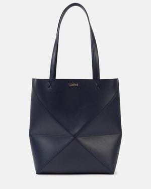 Loewe Puzzle Fold Leather Tote Bag - Blue