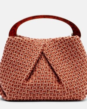 Dries Van Noten Woven Raffia-Effect Top-Handle Bag - Metallic