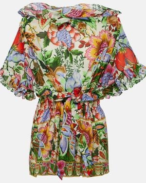 Etro Floral Ruffled Cotton Blouse - Multicolour