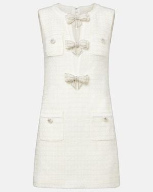 Self-Portrait Bow-Detail Boucle Minidress - Natural