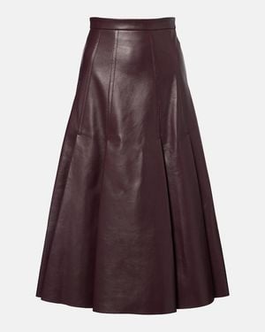 Emilia Wickstead Kensie High-Rise Leather Midi Skirt - Purple