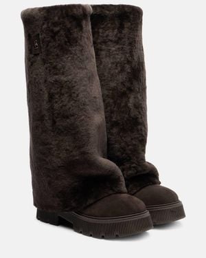 Bogner Turin Shearling And Suede Boots - Black